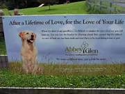 Abbey Glen Pet Memorial Park sponsor sign