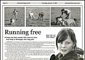 Newspaper clipping: Running Free — Advertiser News