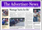 Newspaper clipping: Wantage Barks for Life — Advertiser News