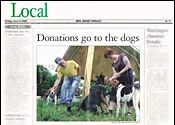 Newspaper clipping: Donations Go to the Dogs — New Jersey Herald